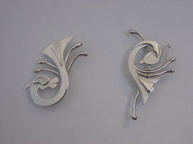 Silver animal and bird brooches