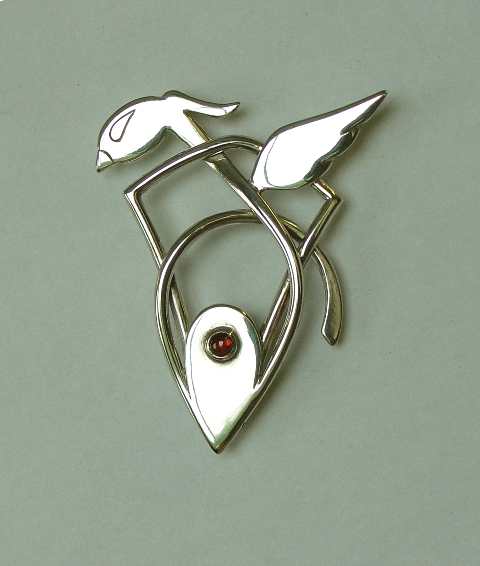 Silver bird brooch