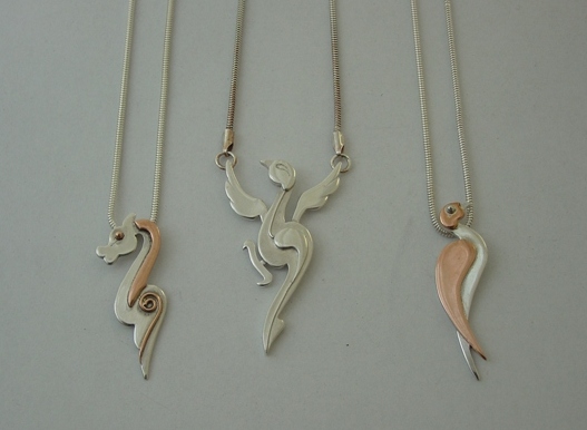 Silver and copper pendants
