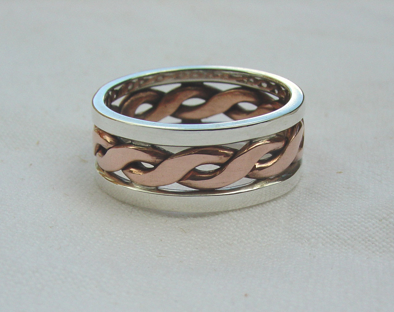 Silver and copper twist ring