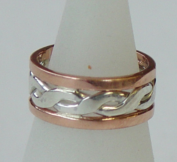Silver and copper twist ring