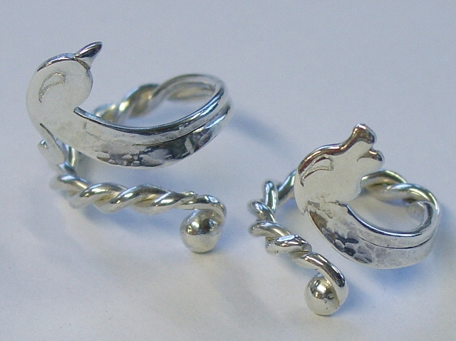 Silver animal and bird open rings