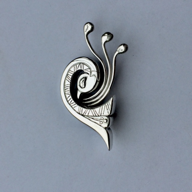 Silver bird brooch