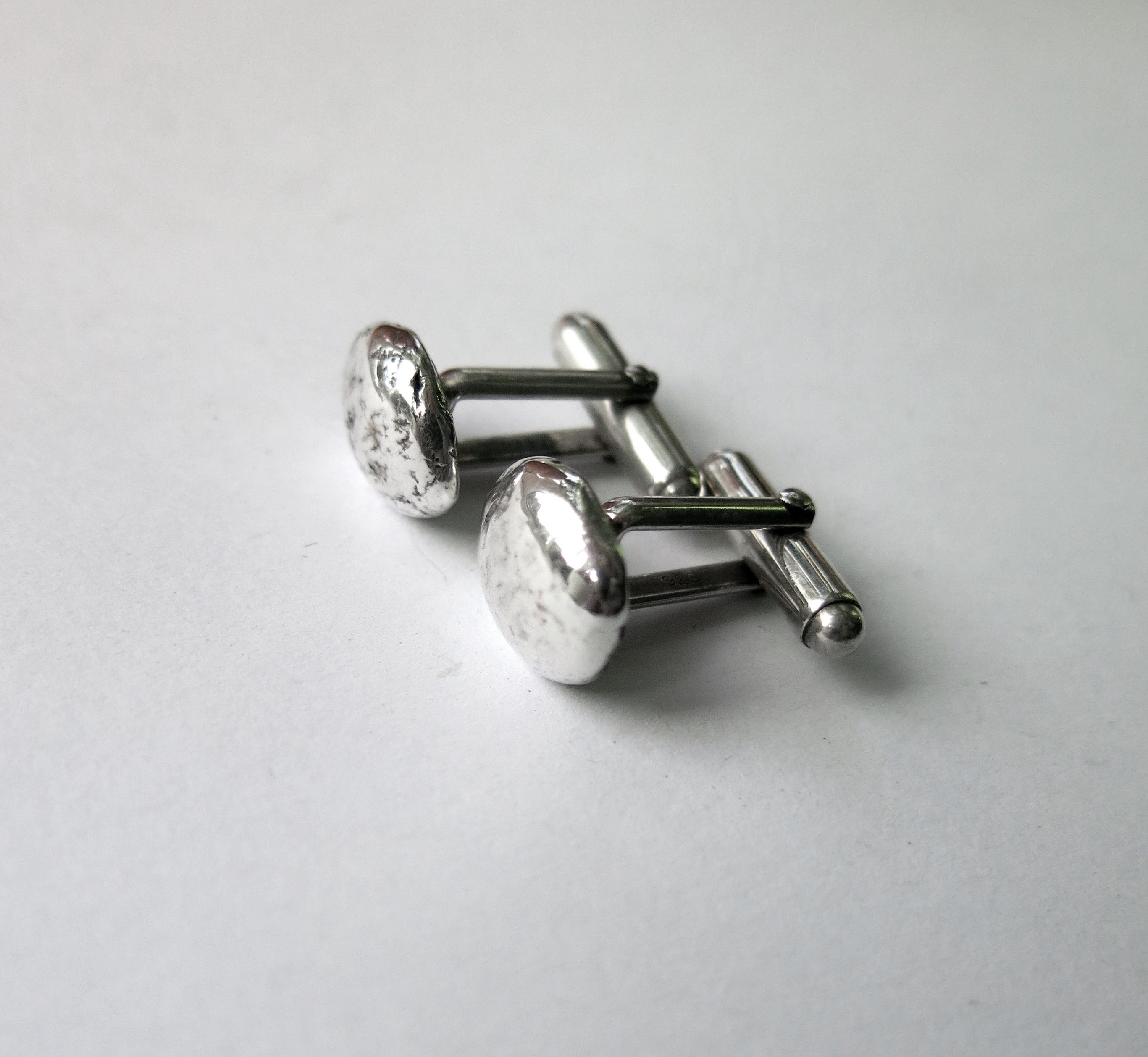 Silver nugget cufflinks