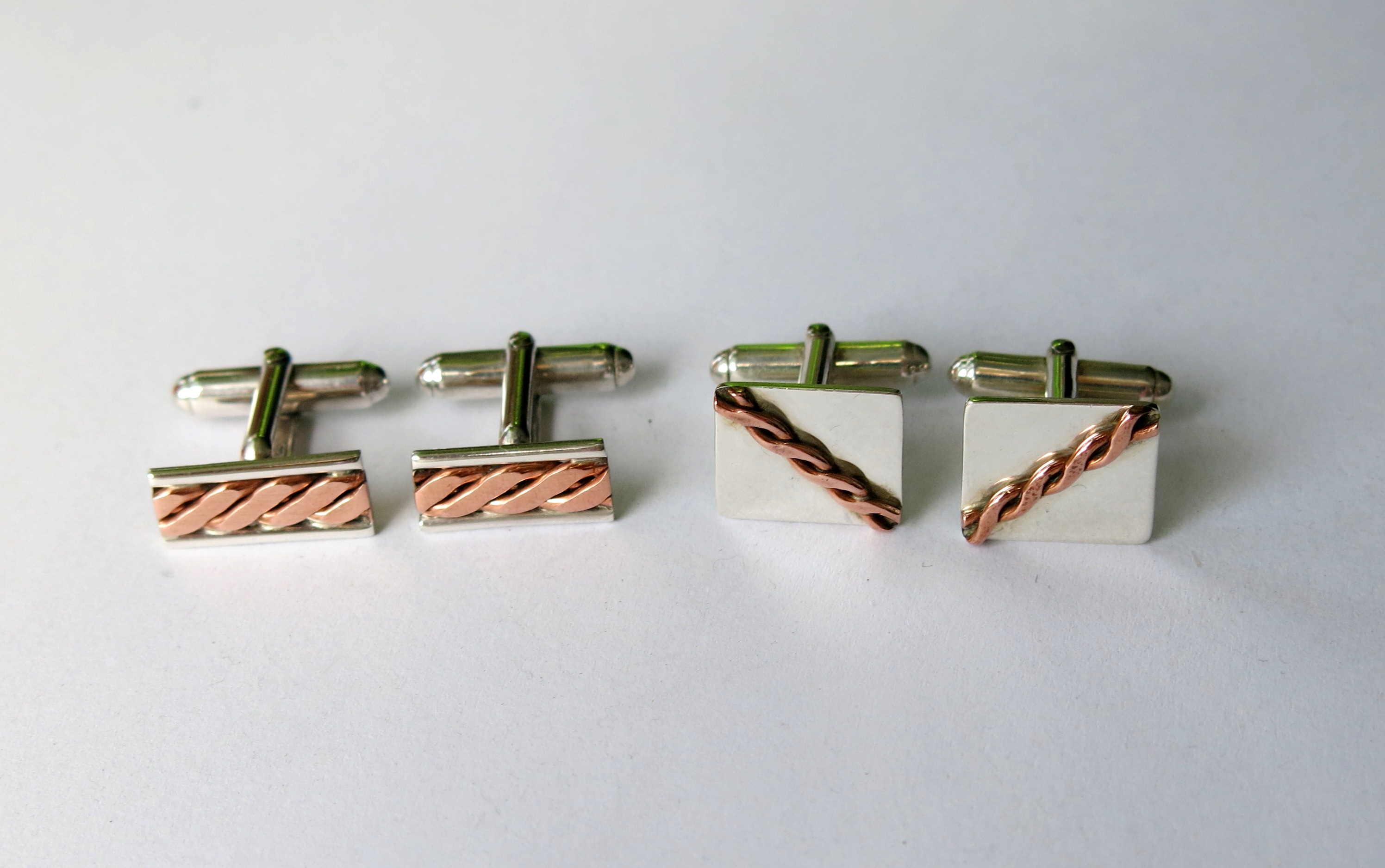 Silver and copper twist cufflinks