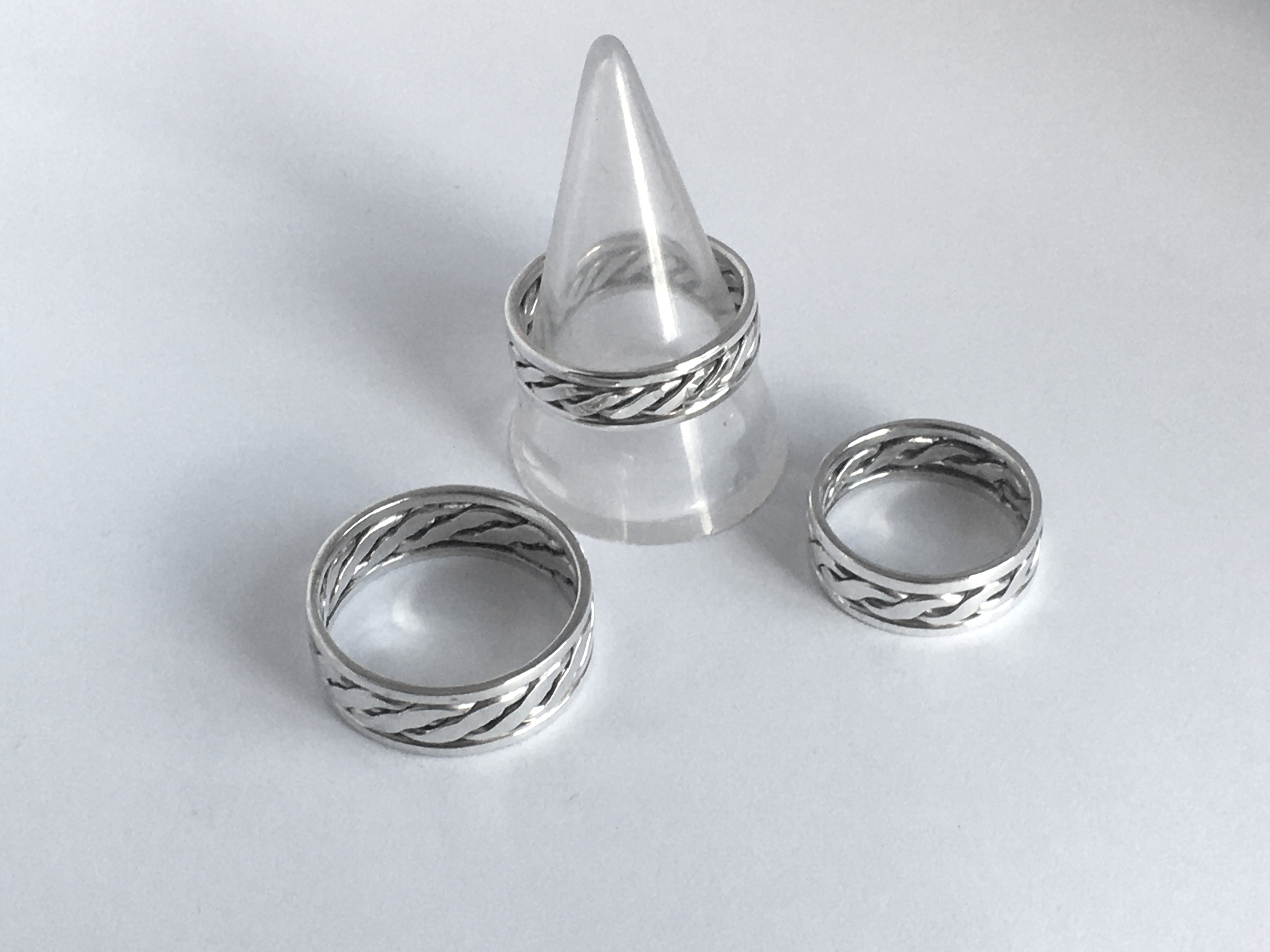 Silver twisted wire rings